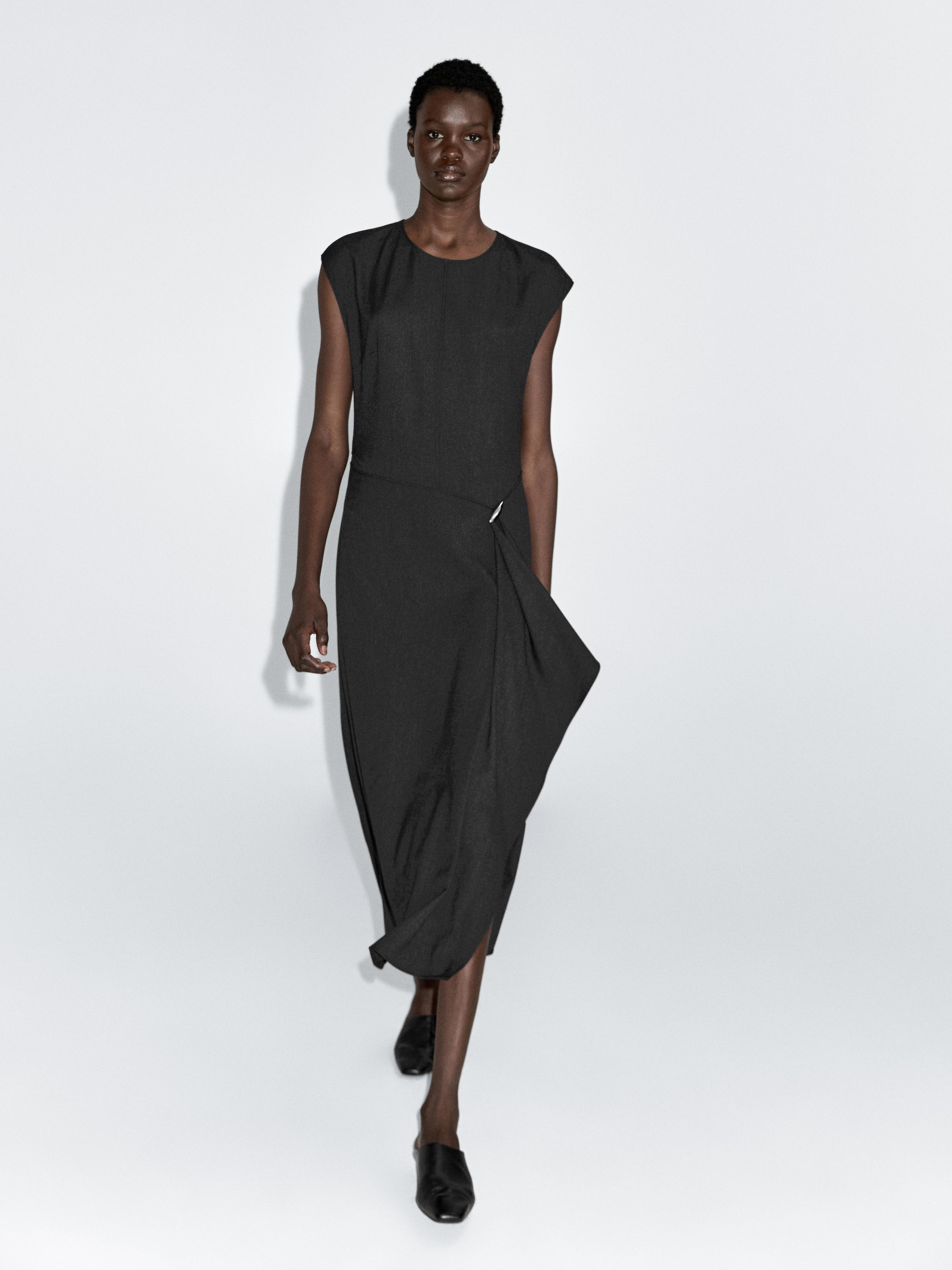 Midi dress with brooch detail